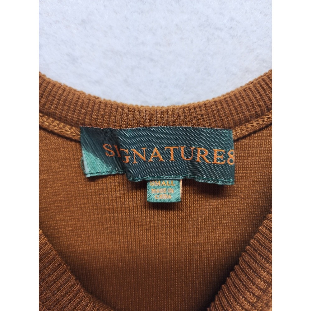 Brown‎ Ribbed Knit Mini Dress Cowboy Boot Patch Small - Picture 2 of 9